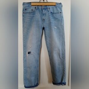 Levis 501 Button Fly 28x28 Light Denim Distressed Jeans